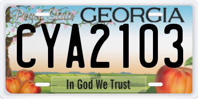 GA license plate CYA2103