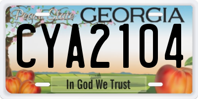 GA license plate CYA2104