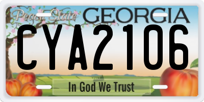 GA license plate CYA2106