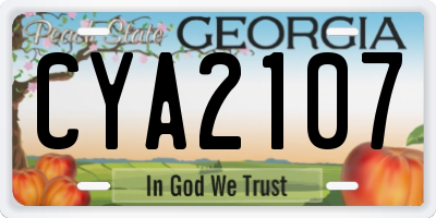 GA license plate CYA2107