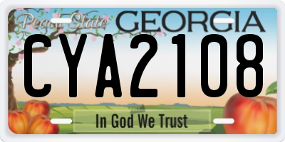 GA license plate CYA2108