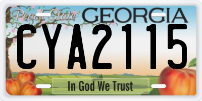GA license plate CYA2115