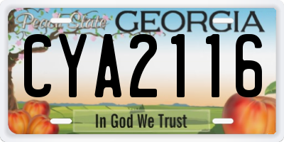 GA license plate CYA2116