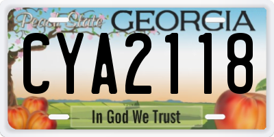GA license plate CYA2118