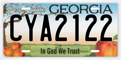GA license plate CYA2122