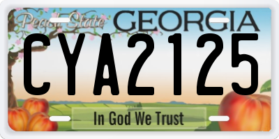 GA license plate CYA2125