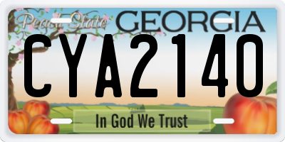 GA license plate CYA2140