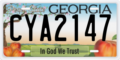 GA license plate CYA2147