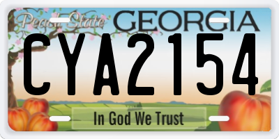 GA license plate CYA2154