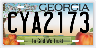 GA license plate CYA2173