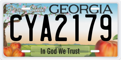 GA license plate CYA2179