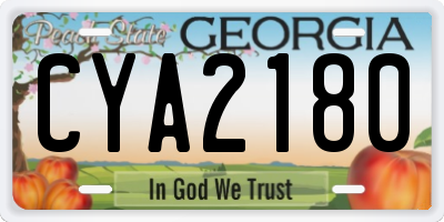 GA license plate CYA2180