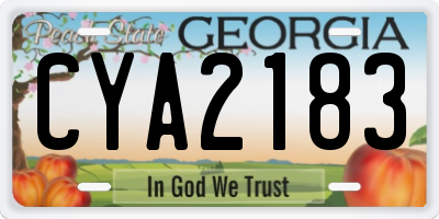 GA license plate CYA2183