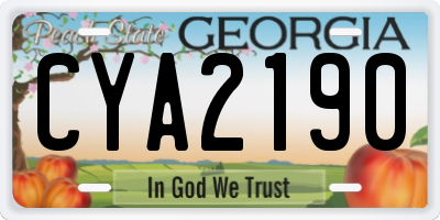 GA license plate CYA2190