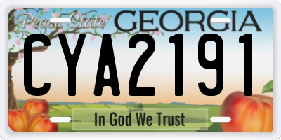 GA license plate CYA2191