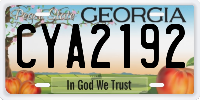 GA license plate CYA2192