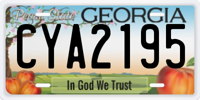 GA license plate CYA2195