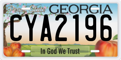 GA license plate CYA2196