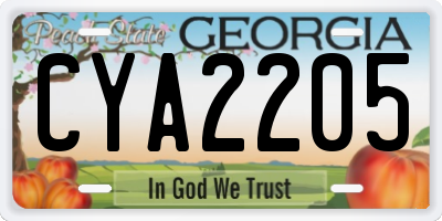 GA license plate CYA2205