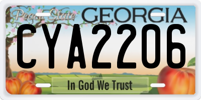 GA license plate CYA2206