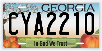 GA license plate CYA2210