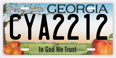 GA license plate CYA2212