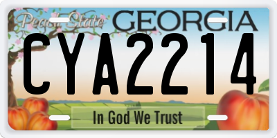 GA license plate CYA2214