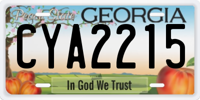 GA license plate CYA2215