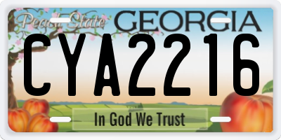GA license plate CYA2216