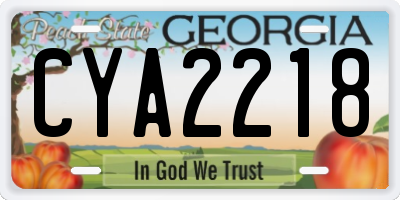 GA license plate CYA2218
