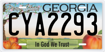 GA license plate CYA2293