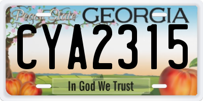 GA license plate CYA2315