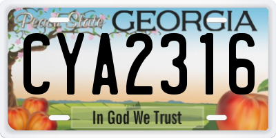GA license plate CYA2316