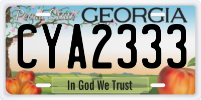 GA license plate CYA2333