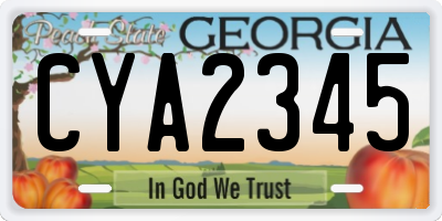 GA license plate CYA2345