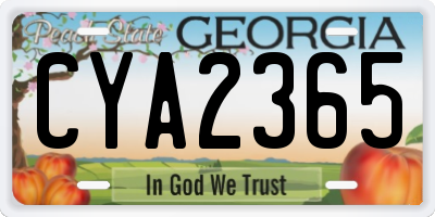 GA license plate CYA2365