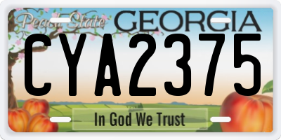 GA license plate CYA2375