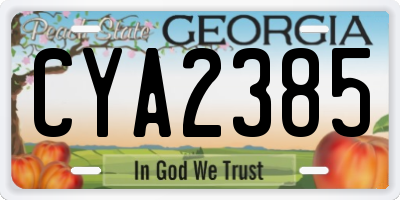 GA license plate CYA2385