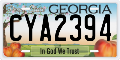 GA license plate CYA2394