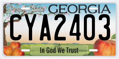 GA license plate CYA2403