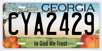 GA license plate CYA2429