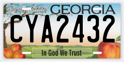 GA license plate CYA2432
