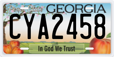 GA license plate CYA2458