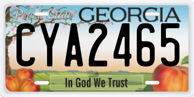 GA license plate CYA2465