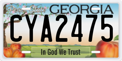 GA license plate CYA2475