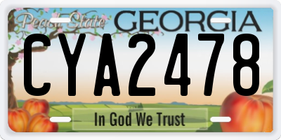 GA license plate CYA2478