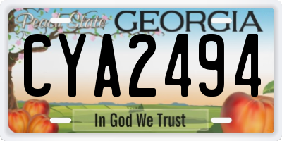 GA license plate CYA2494