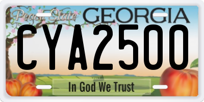 GA license plate CYA2500