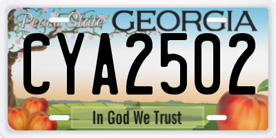 GA license plate CYA2502