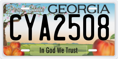 GA license plate CYA2508